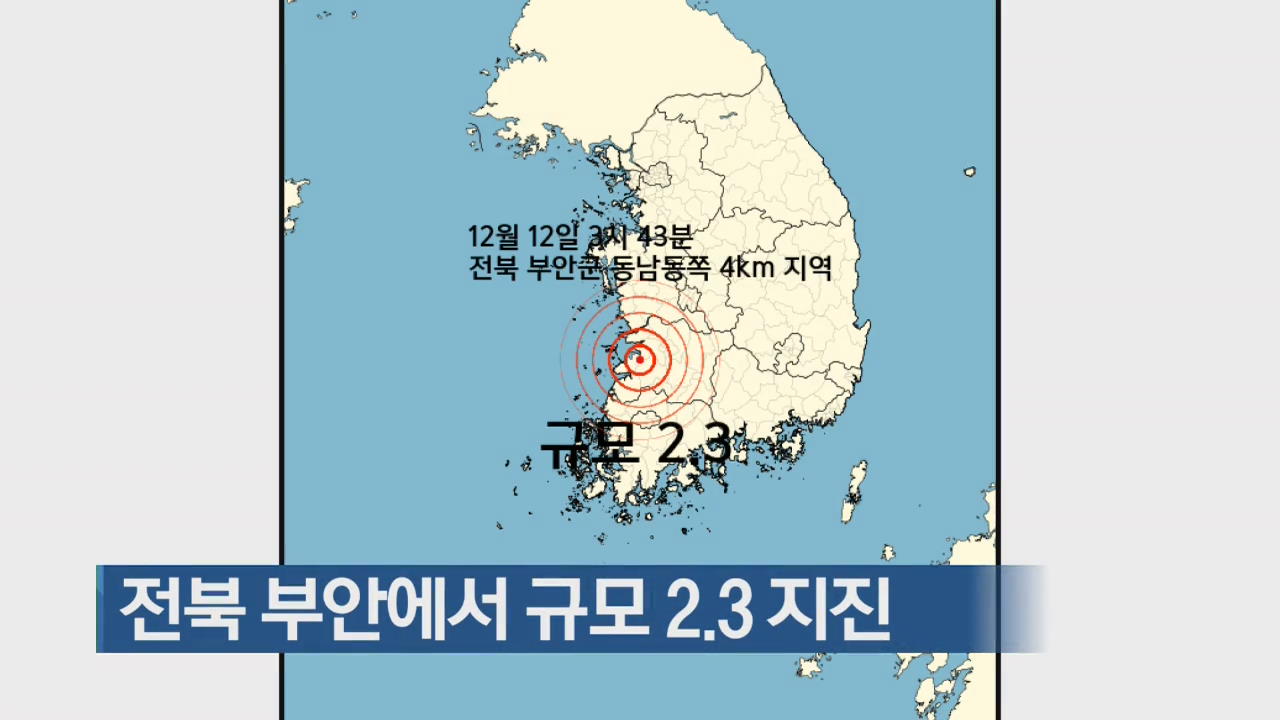 전북 부안에서 규모 2.3지진