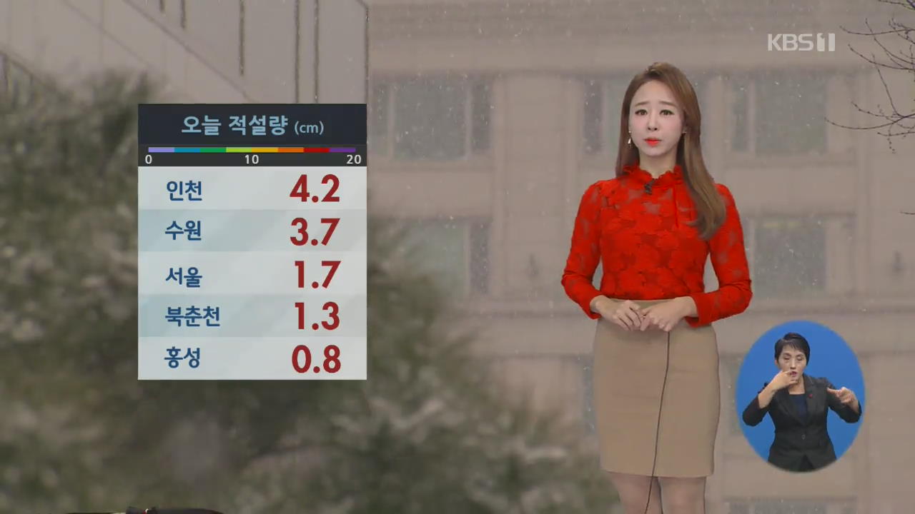 [날씨] 서울 1.7cm·인천 4.2cm 눈…오후에 그치고 기온 ‘뚝’