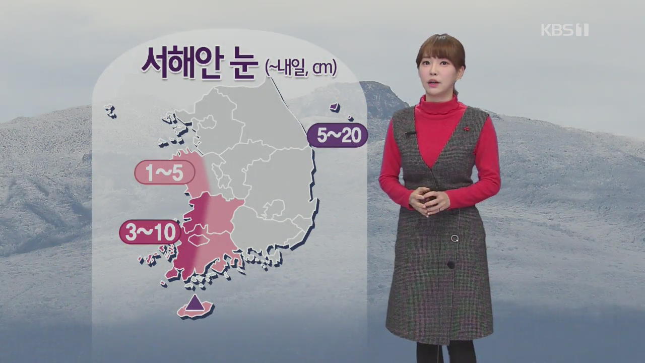 [날씨] 중부 아침 영하 10~15도…호남 서해안 최고 10cm 폭설