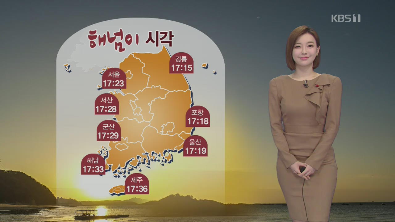 [날씨] 아침까지 한파 ‘서울 -10도’…올해 마지막 해넘이 시각은?