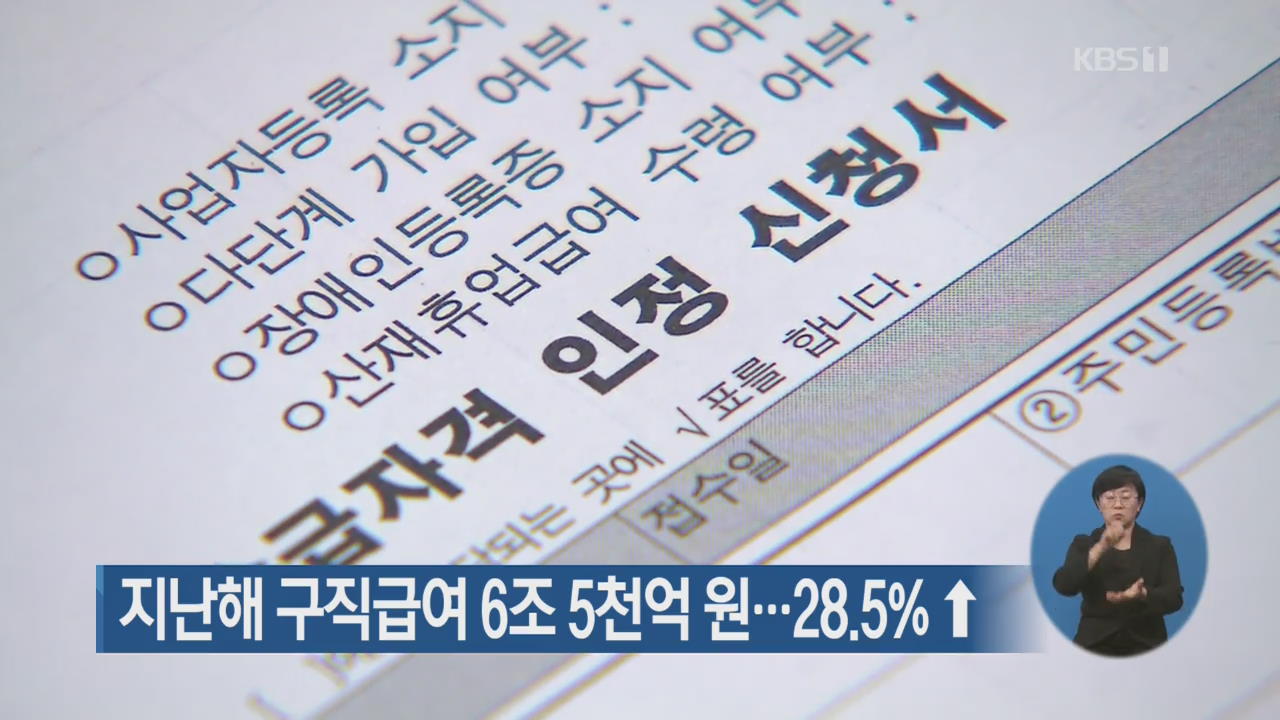 지난해 구직급여 6조 5천억 원…28.5%↑