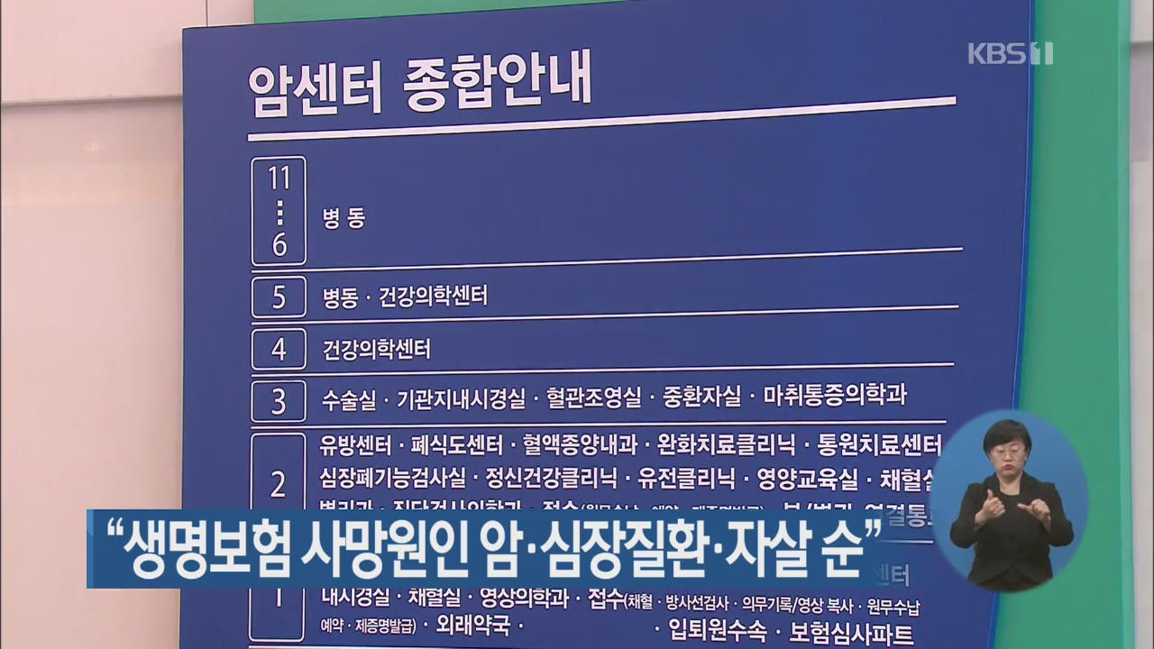 “생명보험 사망원인 암·심장질환·자살 순”