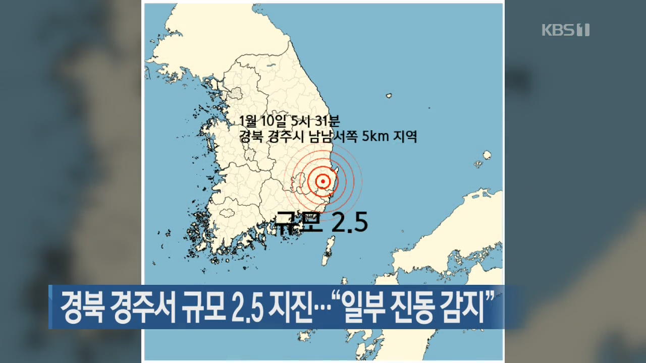 경북 경주서 규모 2.5 지진…“일부 진동 감지”