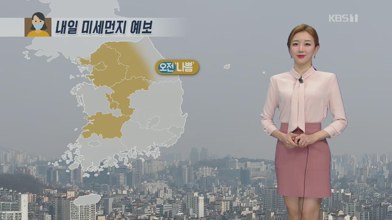 [날씨] 내일 오전 중부·전북 미세먼지↑…동해안 오후부터 눈
