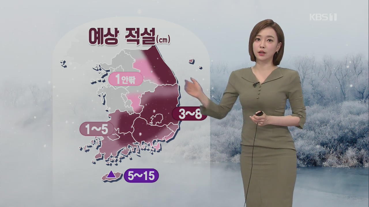 [날씨] 영동·남부 내륙 3~8cm 눈…낮부터 기온 뚝