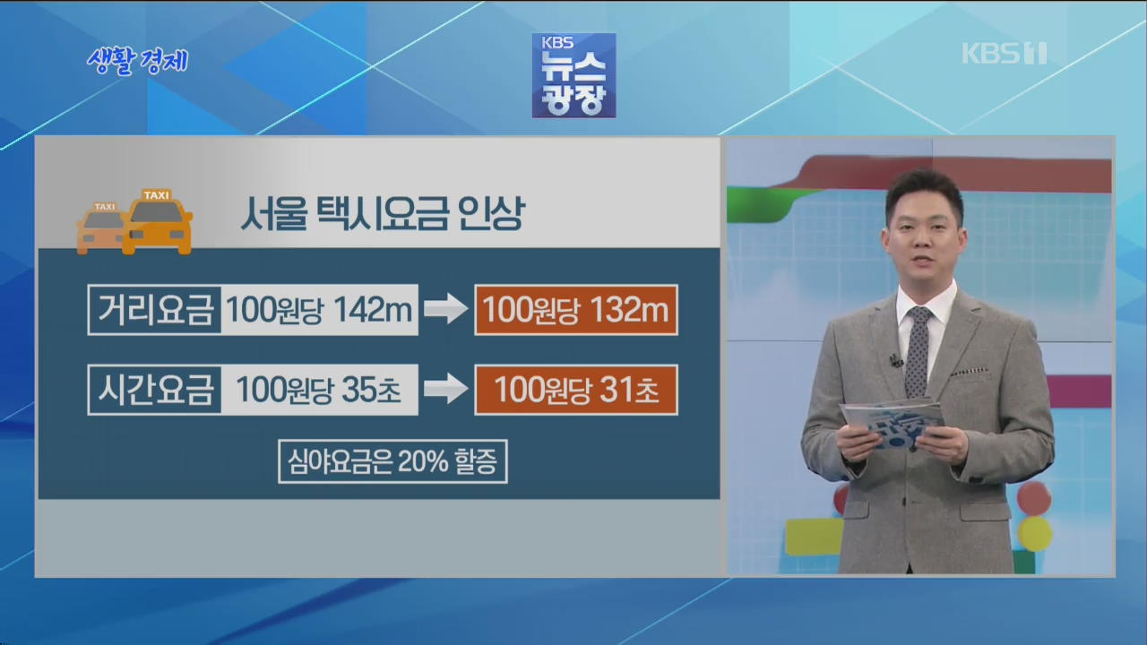 [생활경제] 서울 택시 요금 16일부터 ‘3천8백 원’