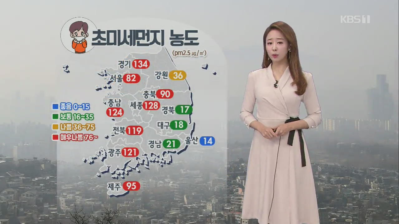 [날씨] 예년기온을 웃돌아…서쪽 미세먼지 ‘매우 나쁨’