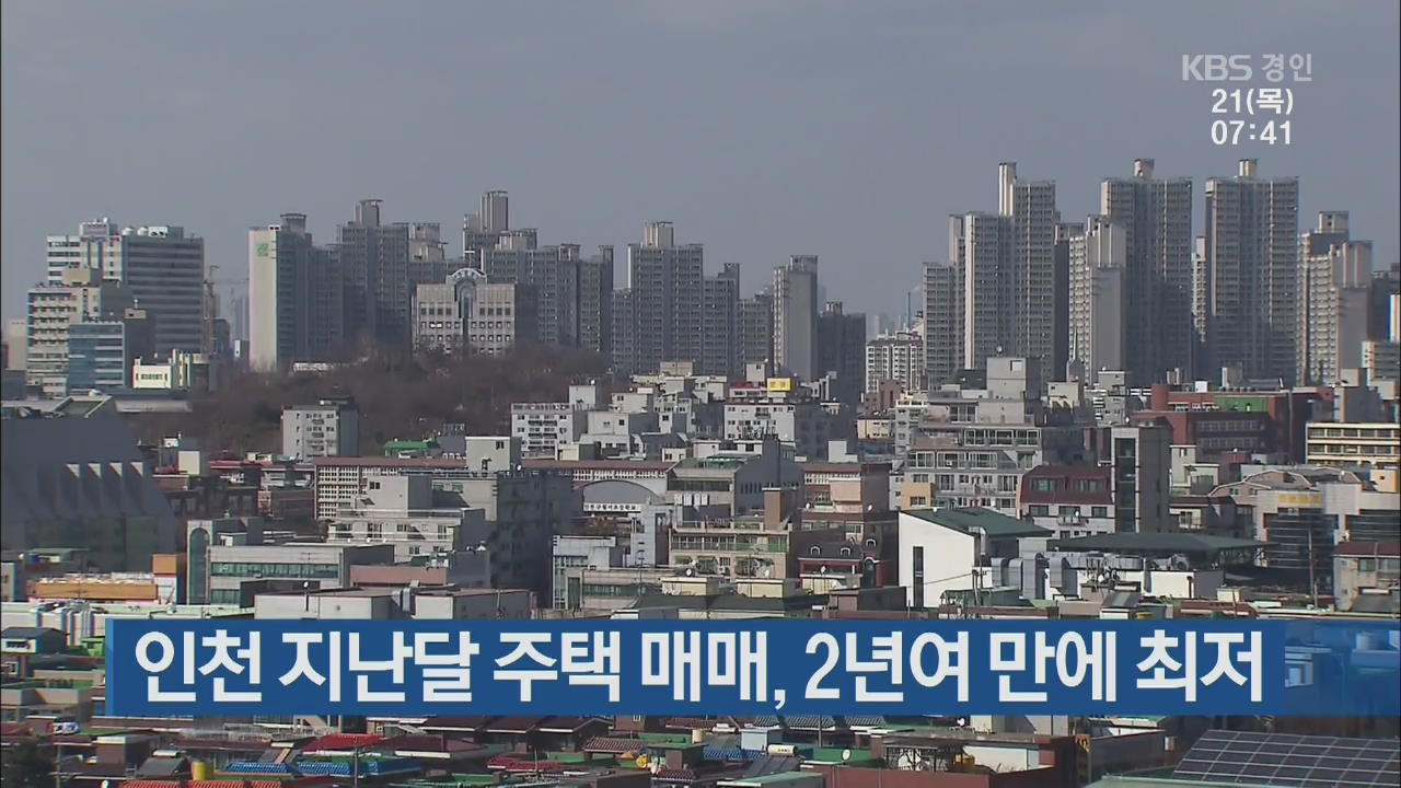 인천 지난달 주택 매매, 2년여 만에 최저