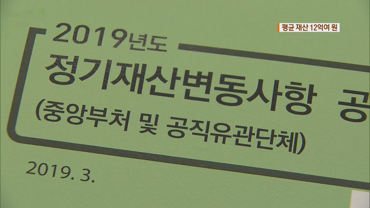 고위공직자 평균 재산 12억 원…5천 9백만 원 ↑