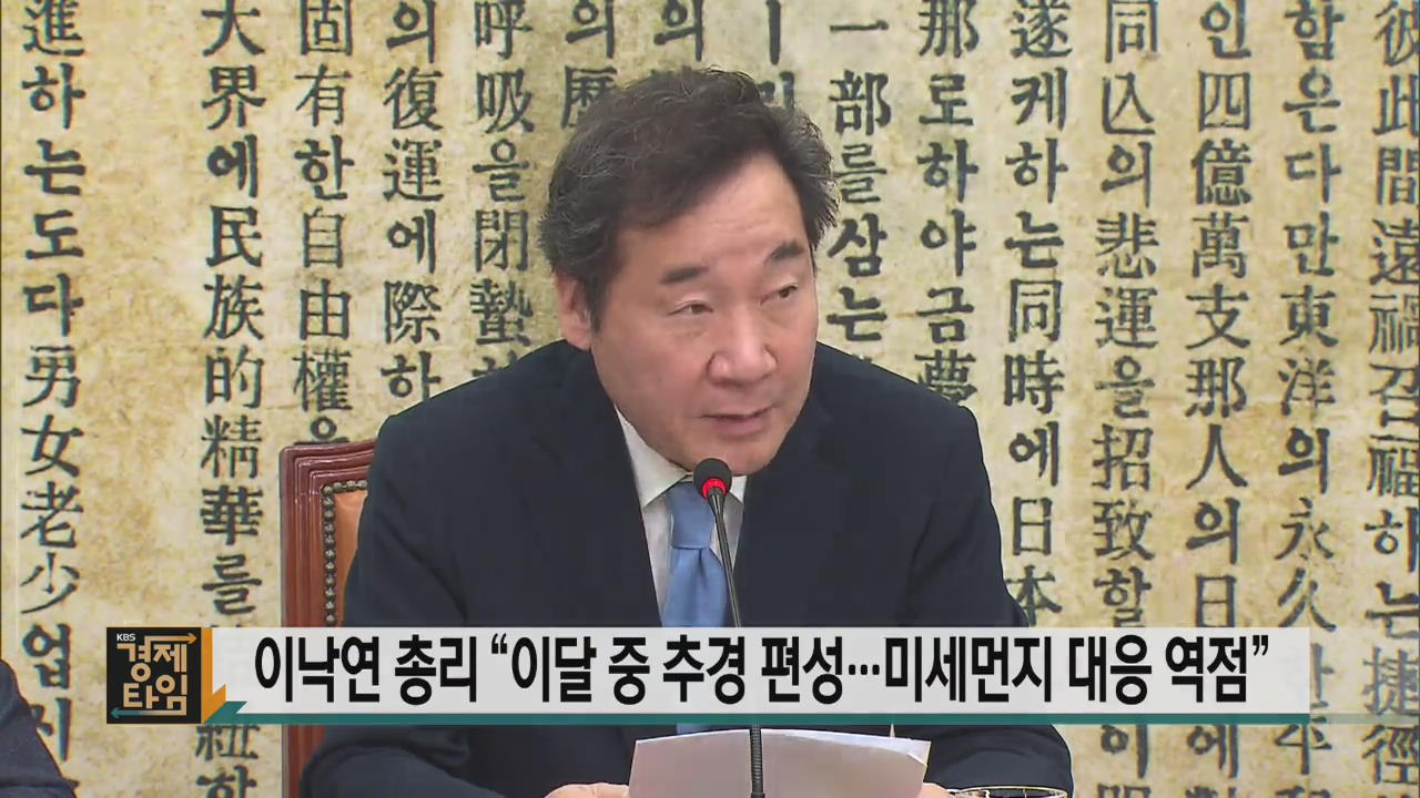 이낙연 총리 “이달 중 추경 편성…미세먼지 대응 역점”