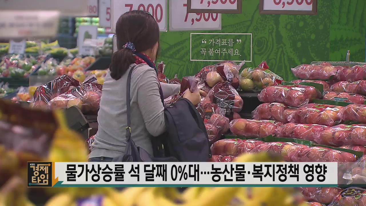물가 상승률 석 달째 0%대…농산물·복지정책 영향
