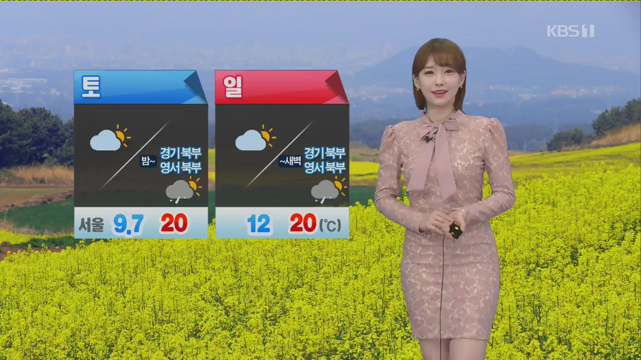 [날씨] 낮 기온 올라…경기북부·강원영서 비 조금