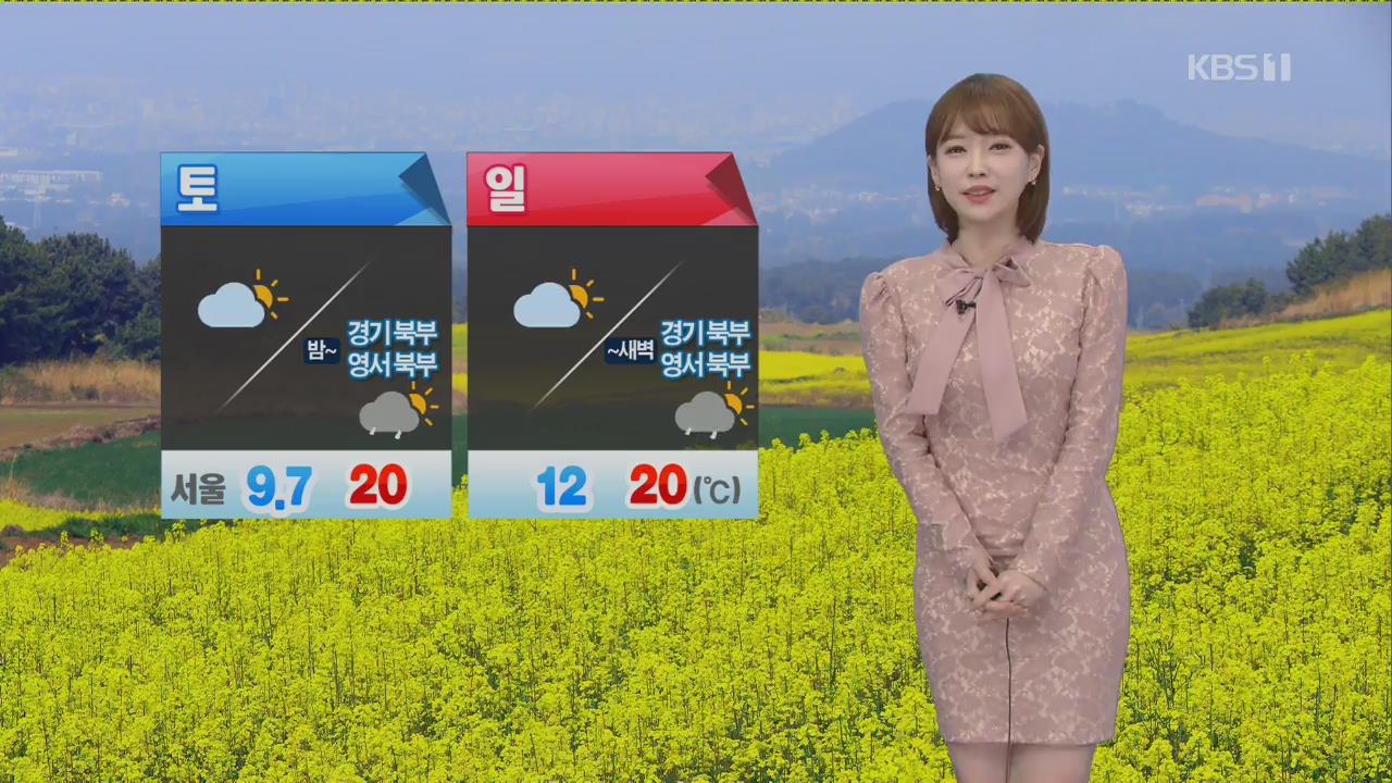 [날씨] 낮 기온 올라…경기북부·강원영서 비 조금
