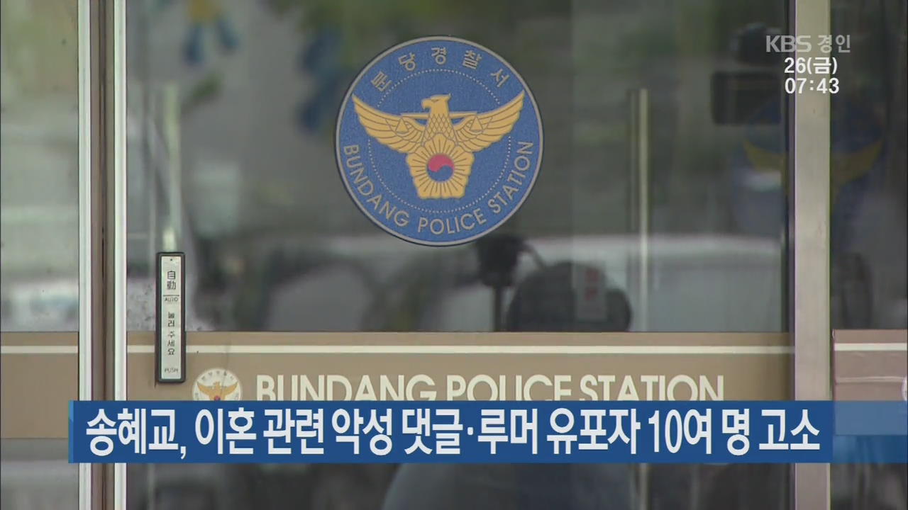 송혜교, 이혼 관련 악성 댓글·루머 유포자 10여 명 고소
