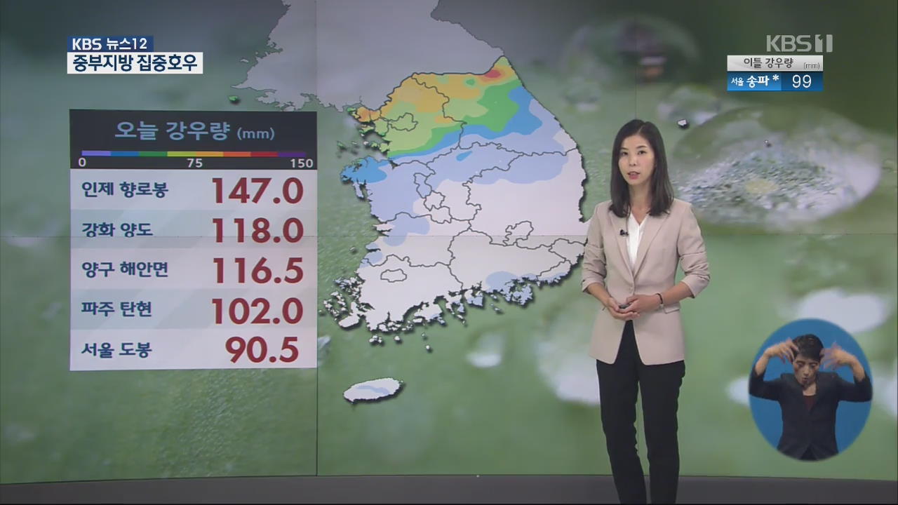 이 시각 KBS 재난방송센터…중부지방 집중호우