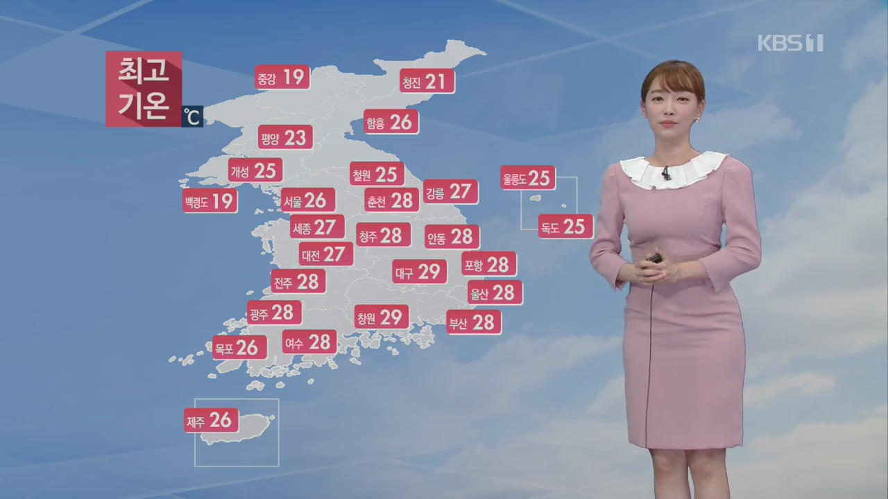[날씨] 내일 낮 더위 누그러져…서울 한낮 26도