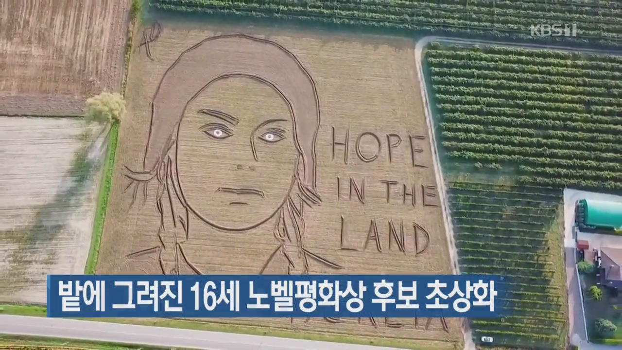 [지금 세계는] 밭에 그려진 16세 노벨평화상 후보 초상화