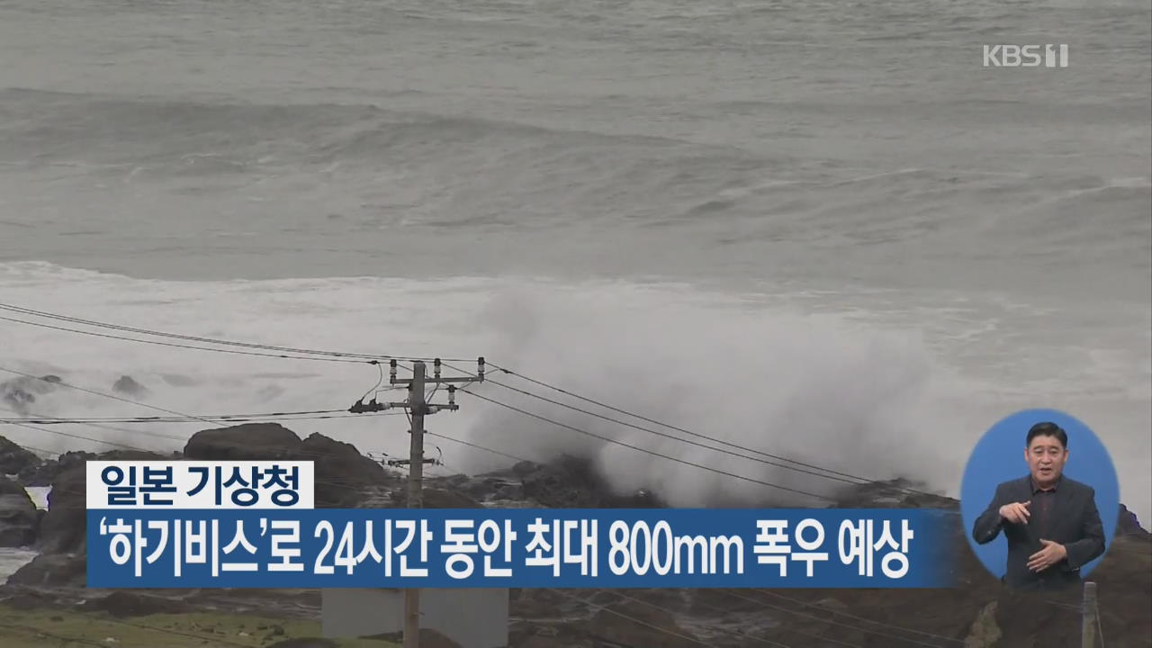 일본 기상청, ‘하기비스’로 24시간 동안 최대 800mm 폭우 예상