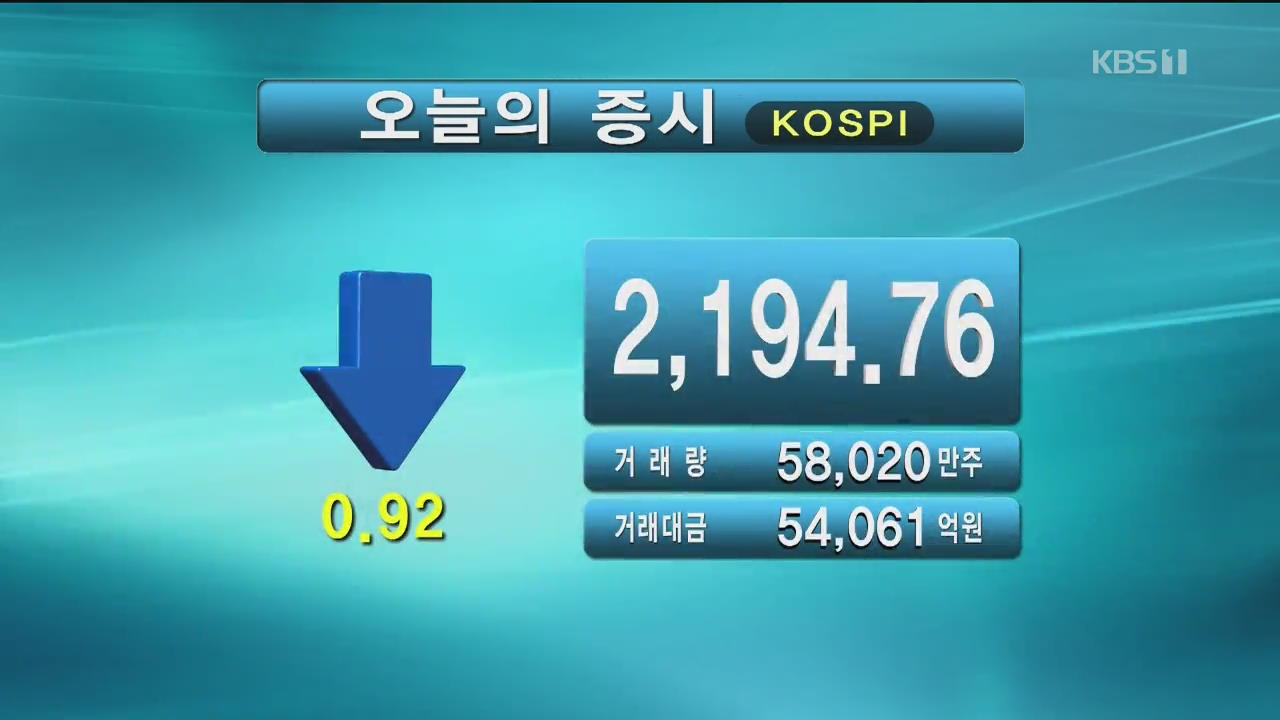 코스피 2,194.76 코스닥 648.95