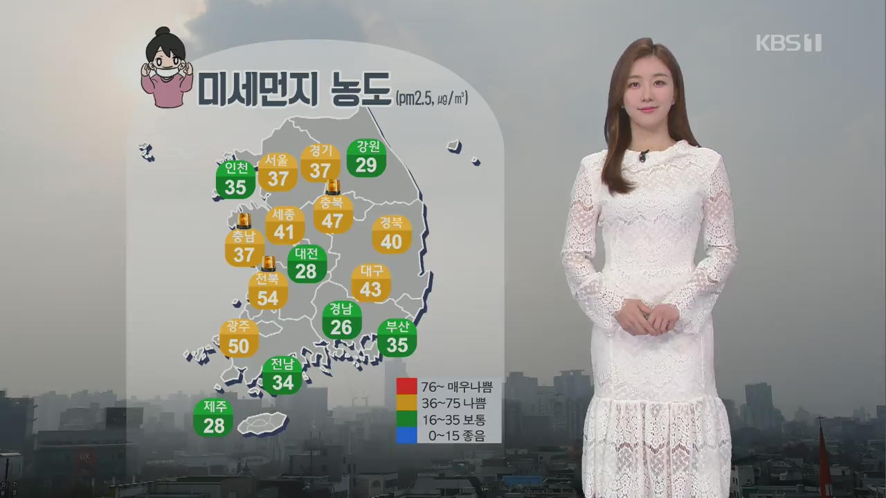 [날씨] 오늘 경기남부와 충청, 전북 미세먼지 ‘나쁨’