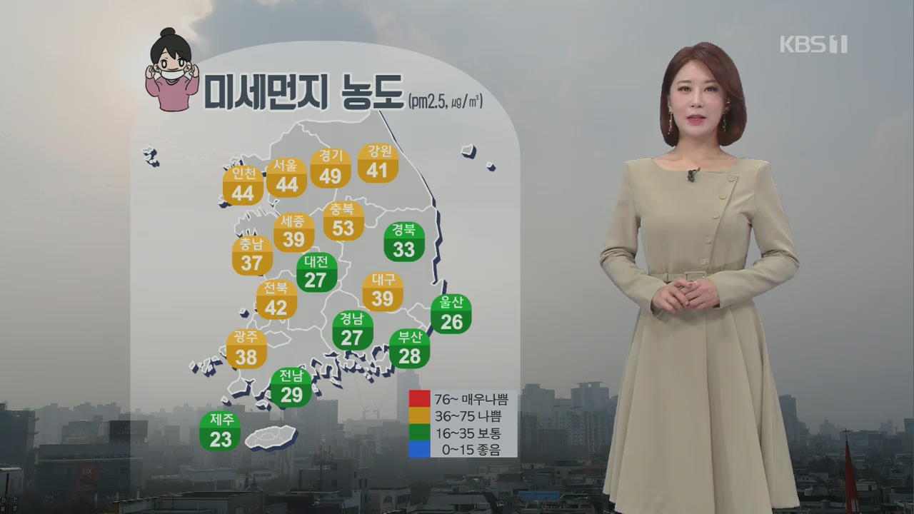 [날씨] 오늘 전국 미세먼지 ‘나쁨’…큰 일교차