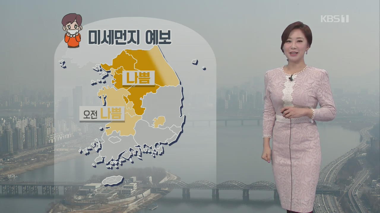 [날씨] 중부 미세먼지↑, 밤사이 전국 비