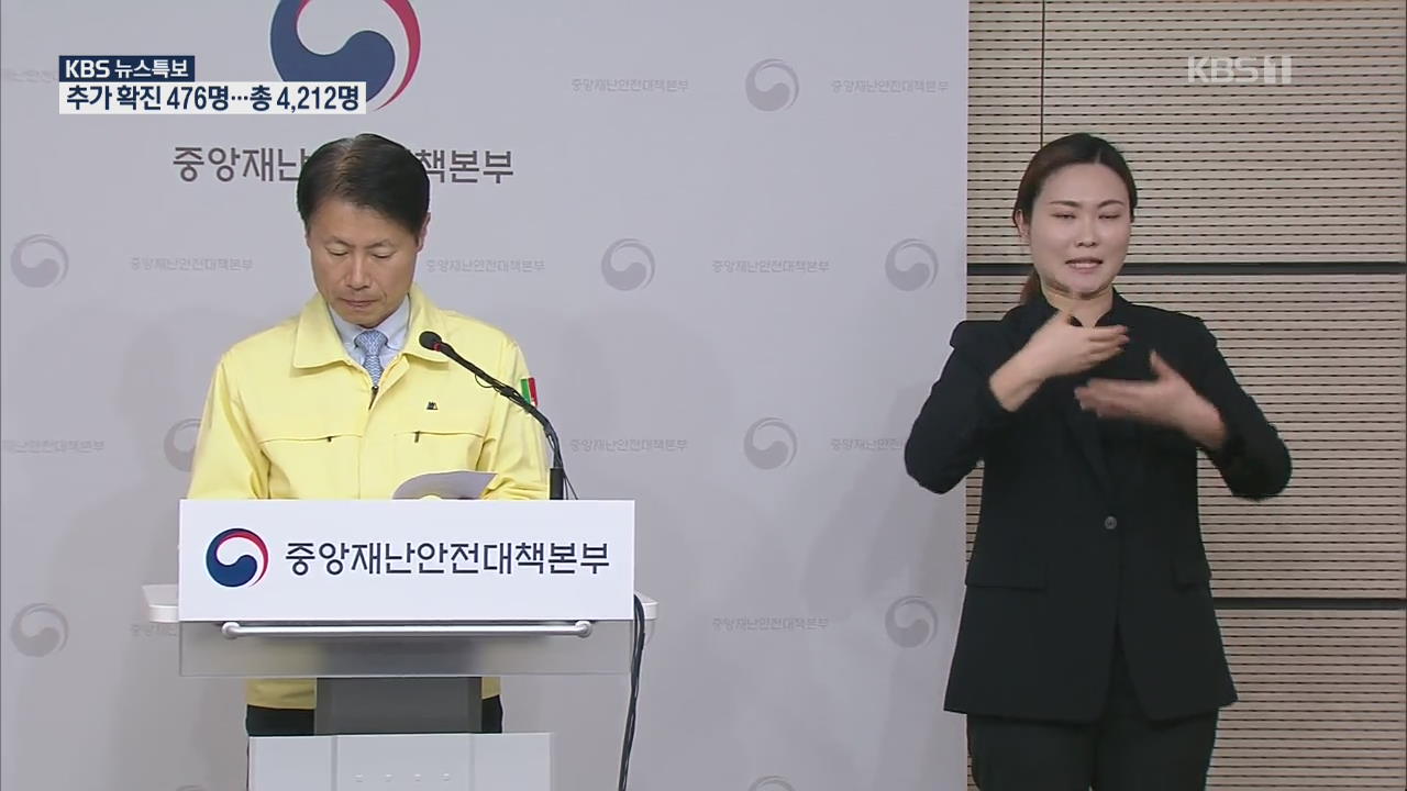 ‘코로나19’ 추가 확진 476명…총 4,212명 [10시 58분 뉴스특보]