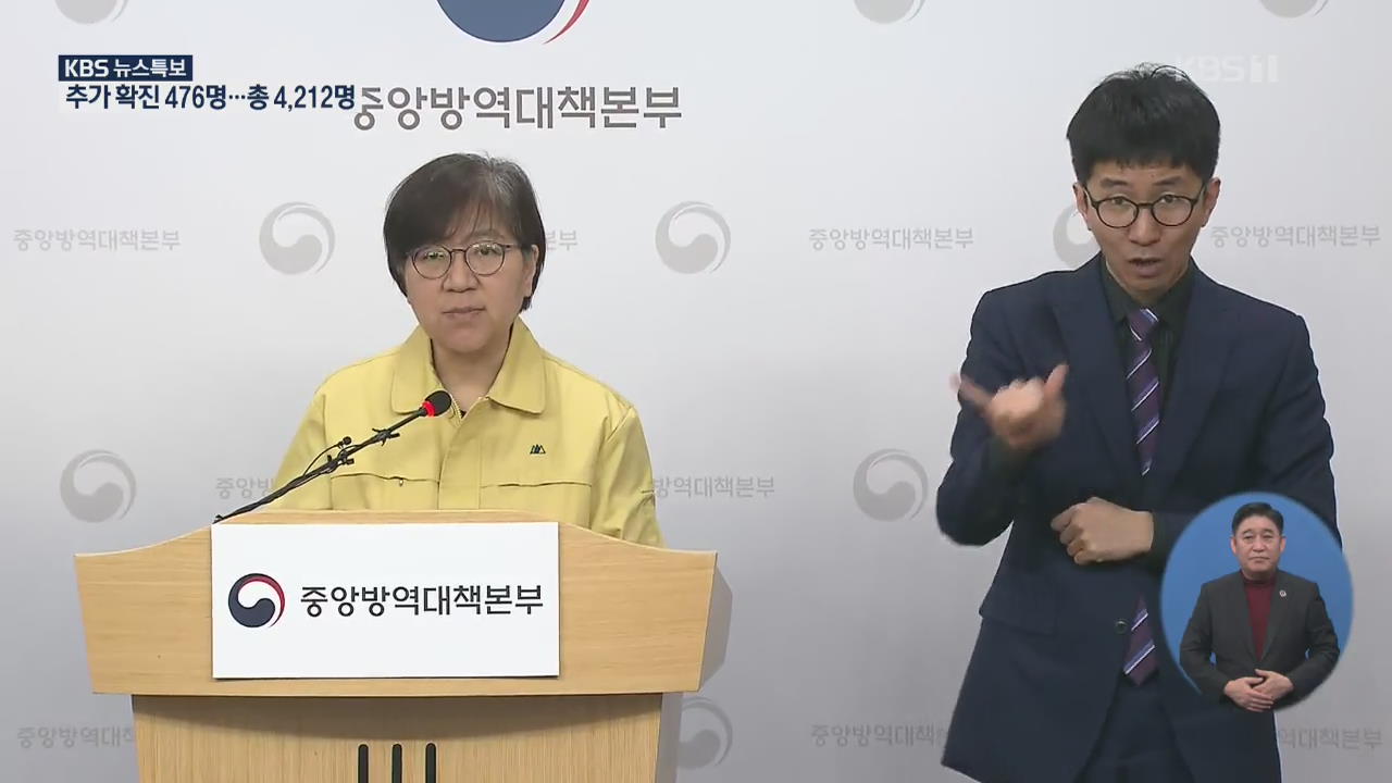 ‘코로나19’ 추가 확진 476명…총 4,212명·사망 26명 [13시 58분 뉴스특보]