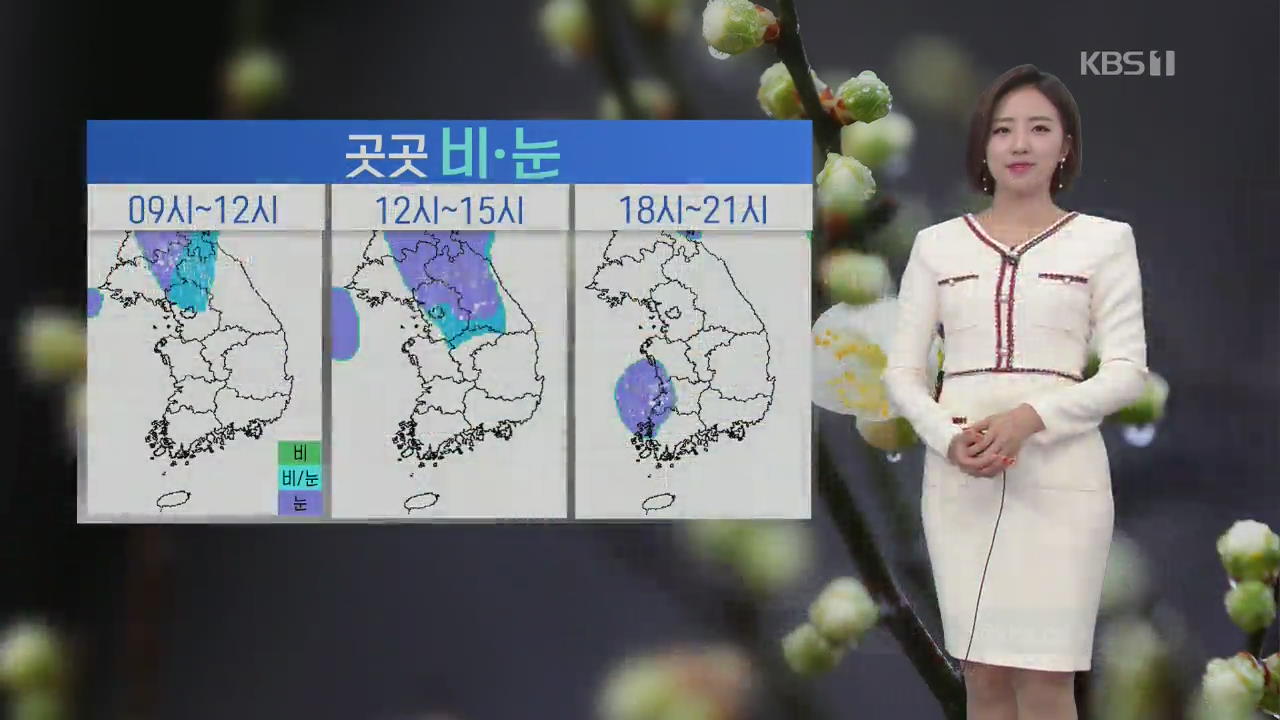 [날씨] 낮 동안 중부·전북 비나 눈…그친 뒤 찬바람