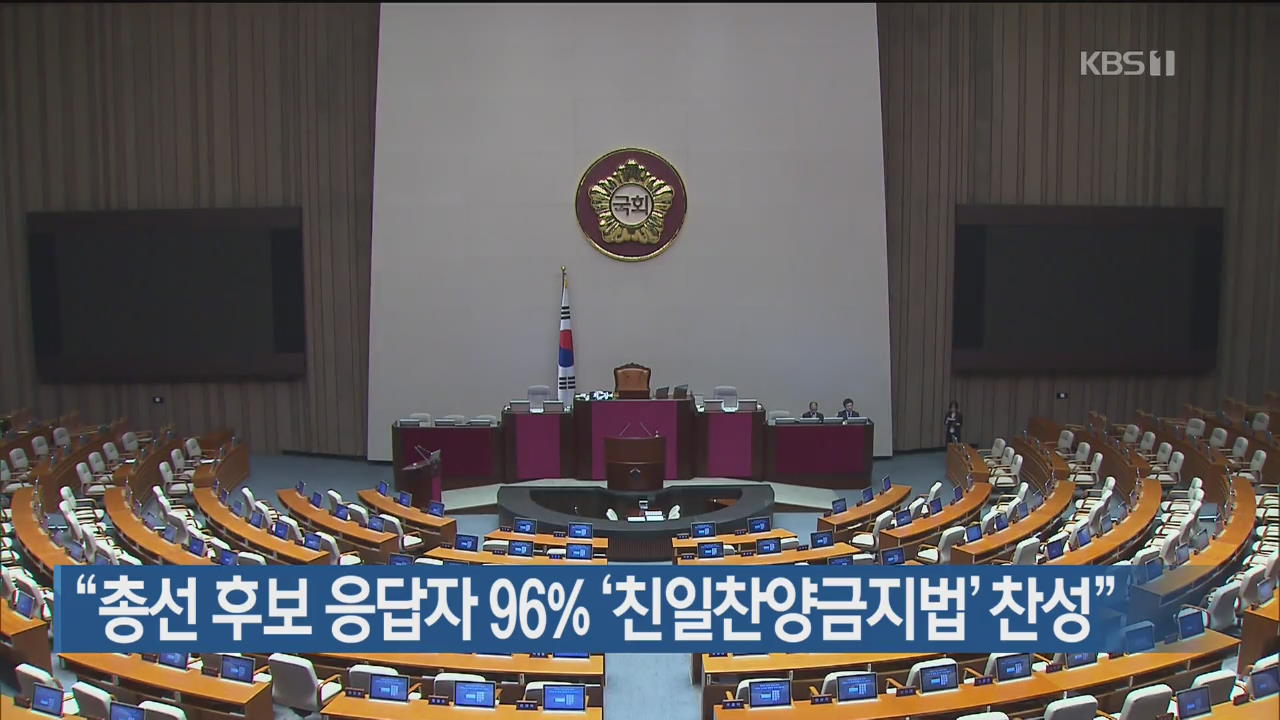 “총선 후보 응답자 96% ‘친일찬양금지법’ 찬성”