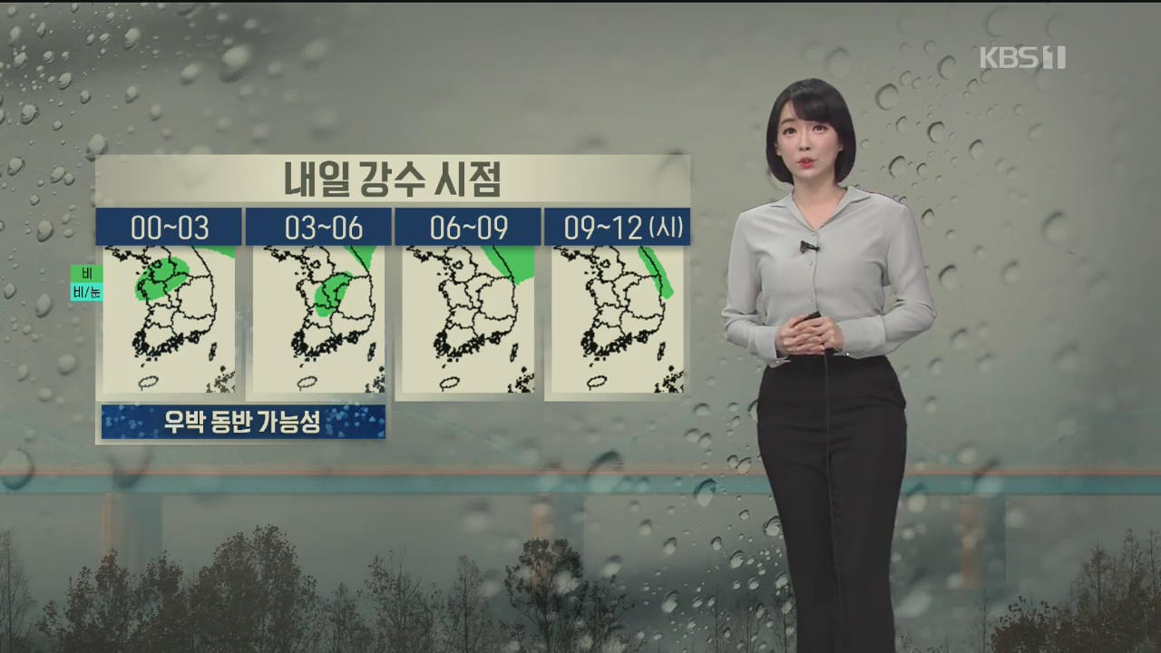 [날씨] 밤사이 우박 동반 소나기성 비…내일 낮 기온 올라