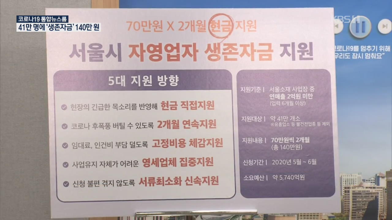서울시, 소상공인 41만 명에 ‘생존자금’ 140만 원 현금 지급