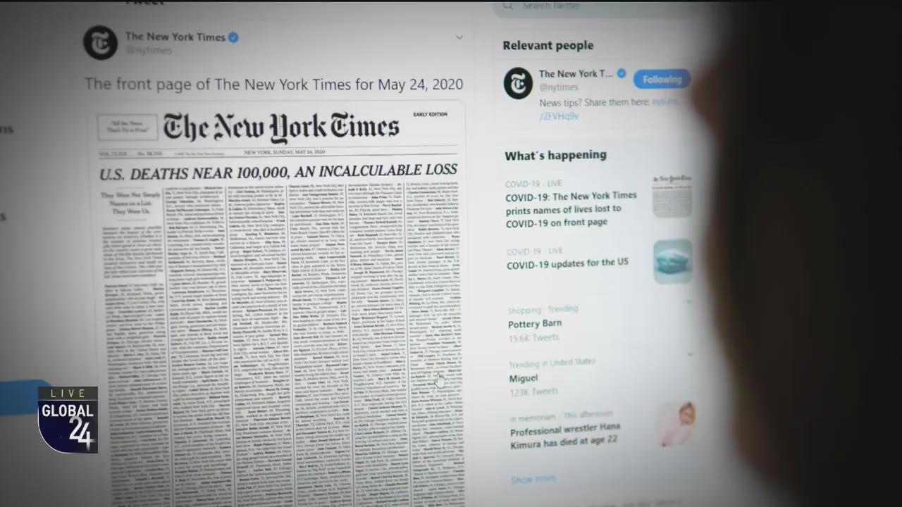 [글로벌24 카드뉴스] 코로나 사망자 부고 NYT