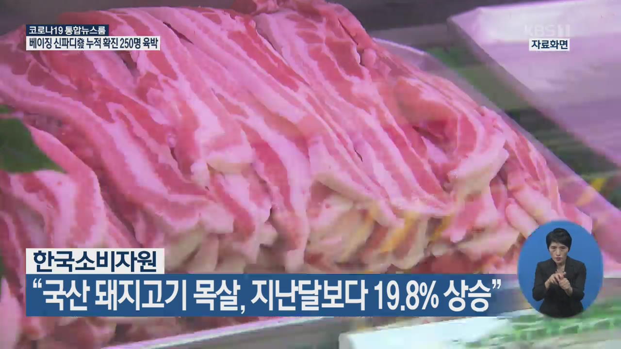 “국산 돼지고기 목살, 지난달보다 19.8% 상승”