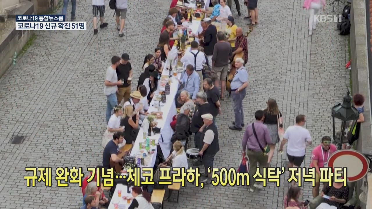 [코로나19 국제뉴스] 규제 완화 기념…체코 프라하, ‘500m 식탁’ 저녁 파티