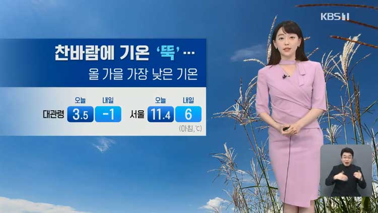 [날씨] 내일 올가을 들어 가장 낮은 기온…대관령 영하 1도·서울 6도