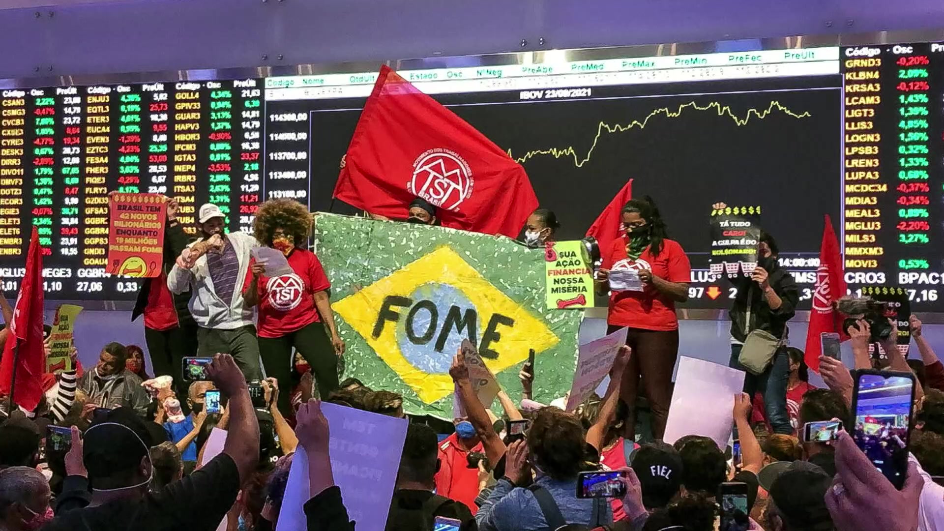 [지구촌 포토] 브라질, 증권거래소 난입 시위