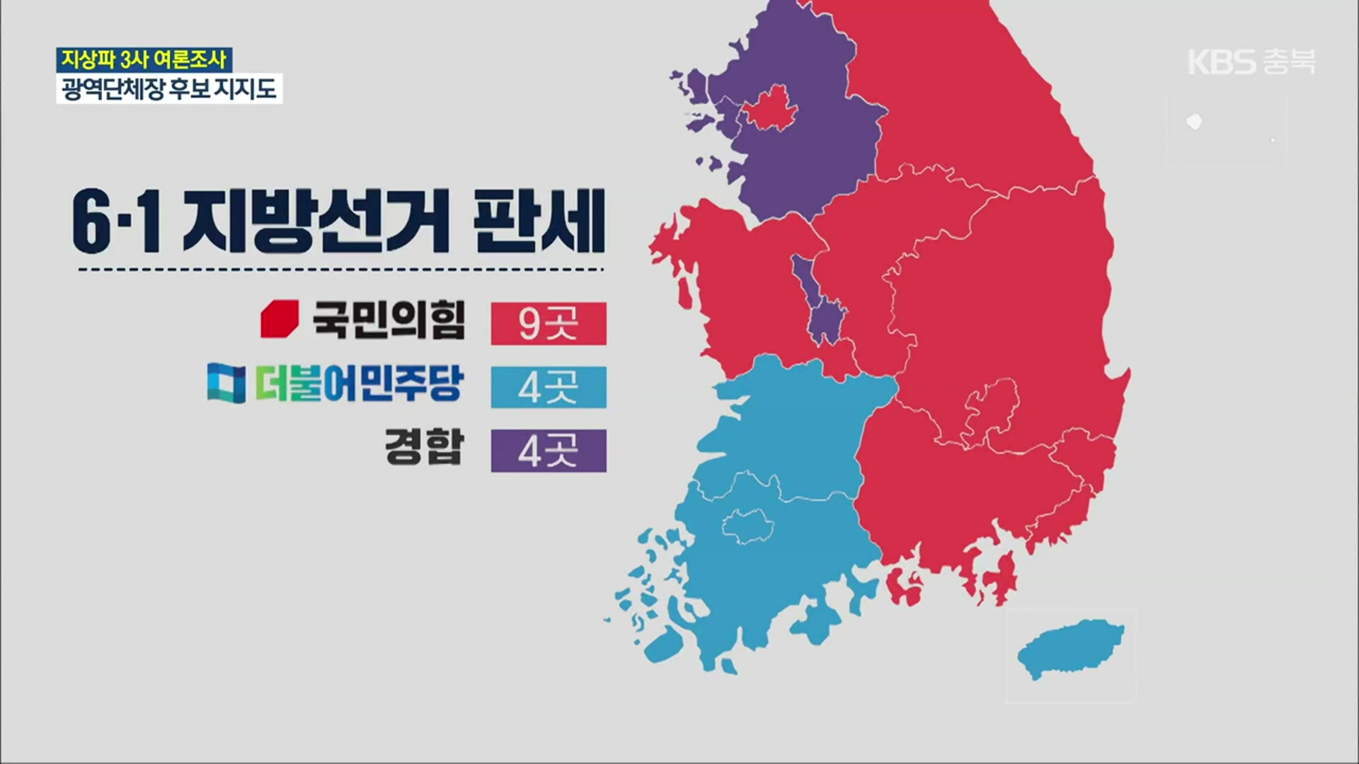 [D-6 여론조사]① 국힘 9·민주 4 우세…경기 등 4곳 경합