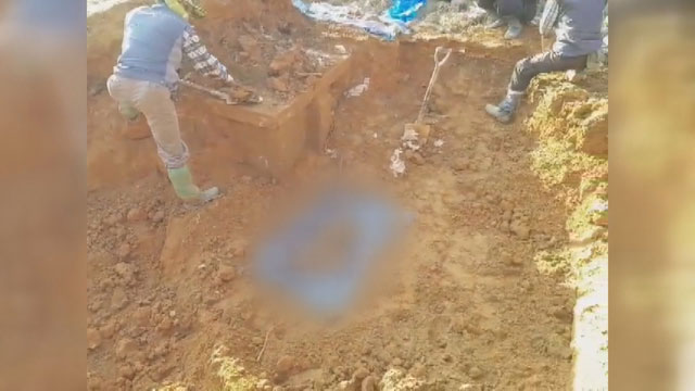 2019년 12월 옛 광주교도소 무연고묘지에서 신원미상 유골이 발견된 모습.