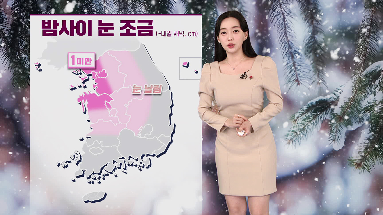 [뉴스9 날씨] 밤사이 수도권·충남 일부에 눈…내일 기온 오늘과 비슷