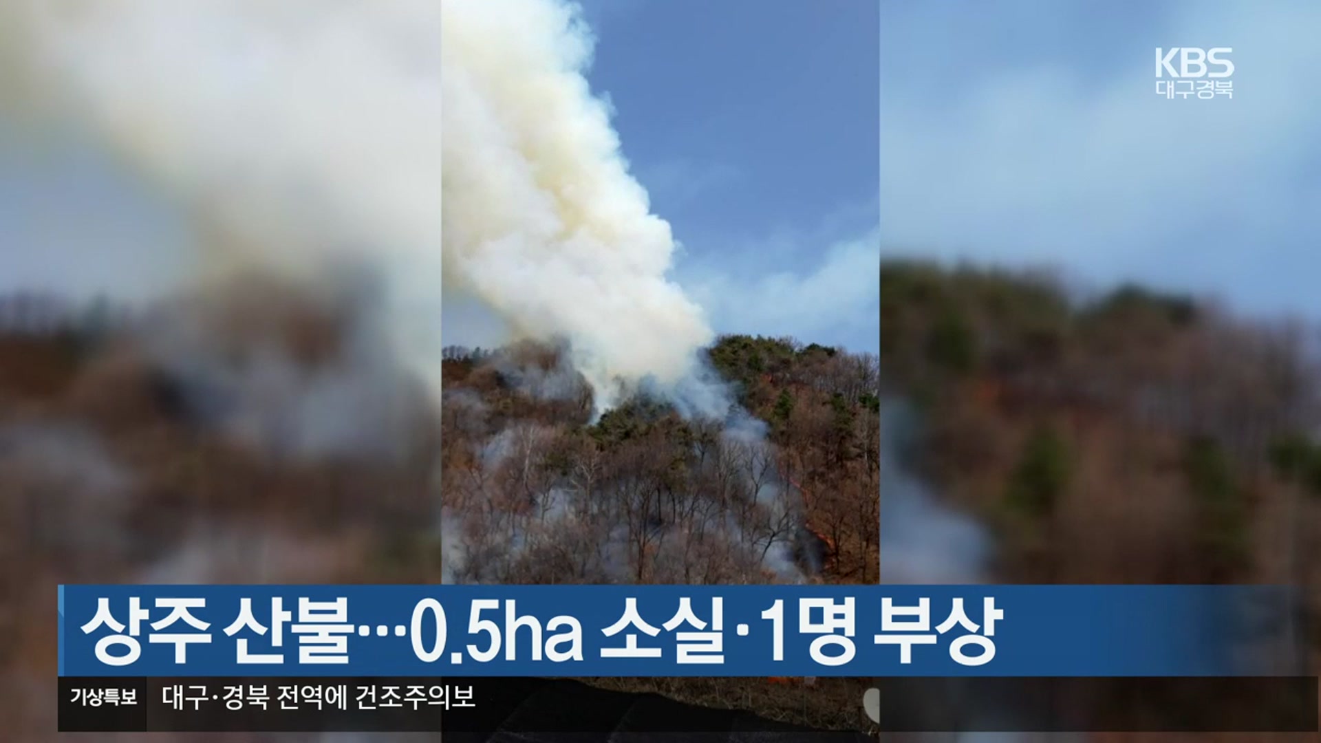 상주 산불…0.5ha 소실·1명 부상