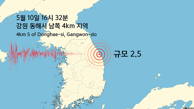 강원 동해시에서 규모 2.5 지진