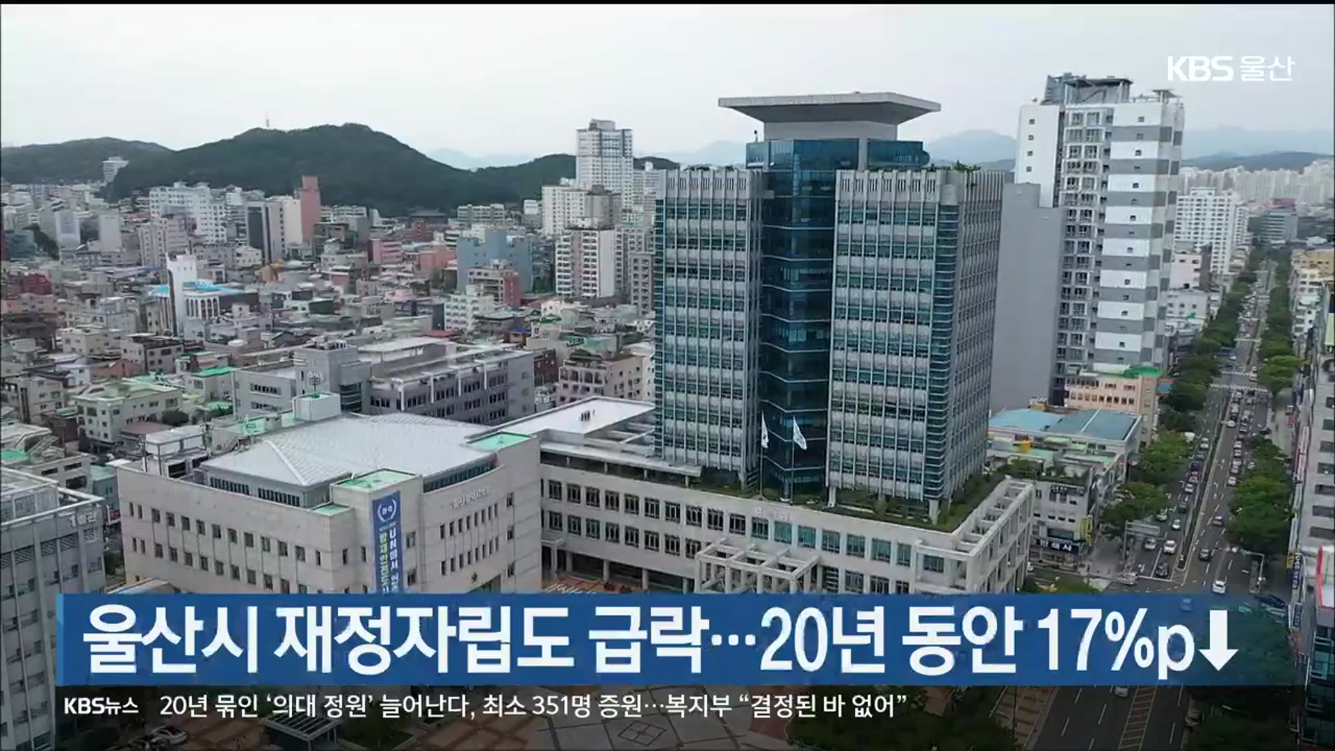 울산시 재정자립도 급락…20년 동안 17%p↓