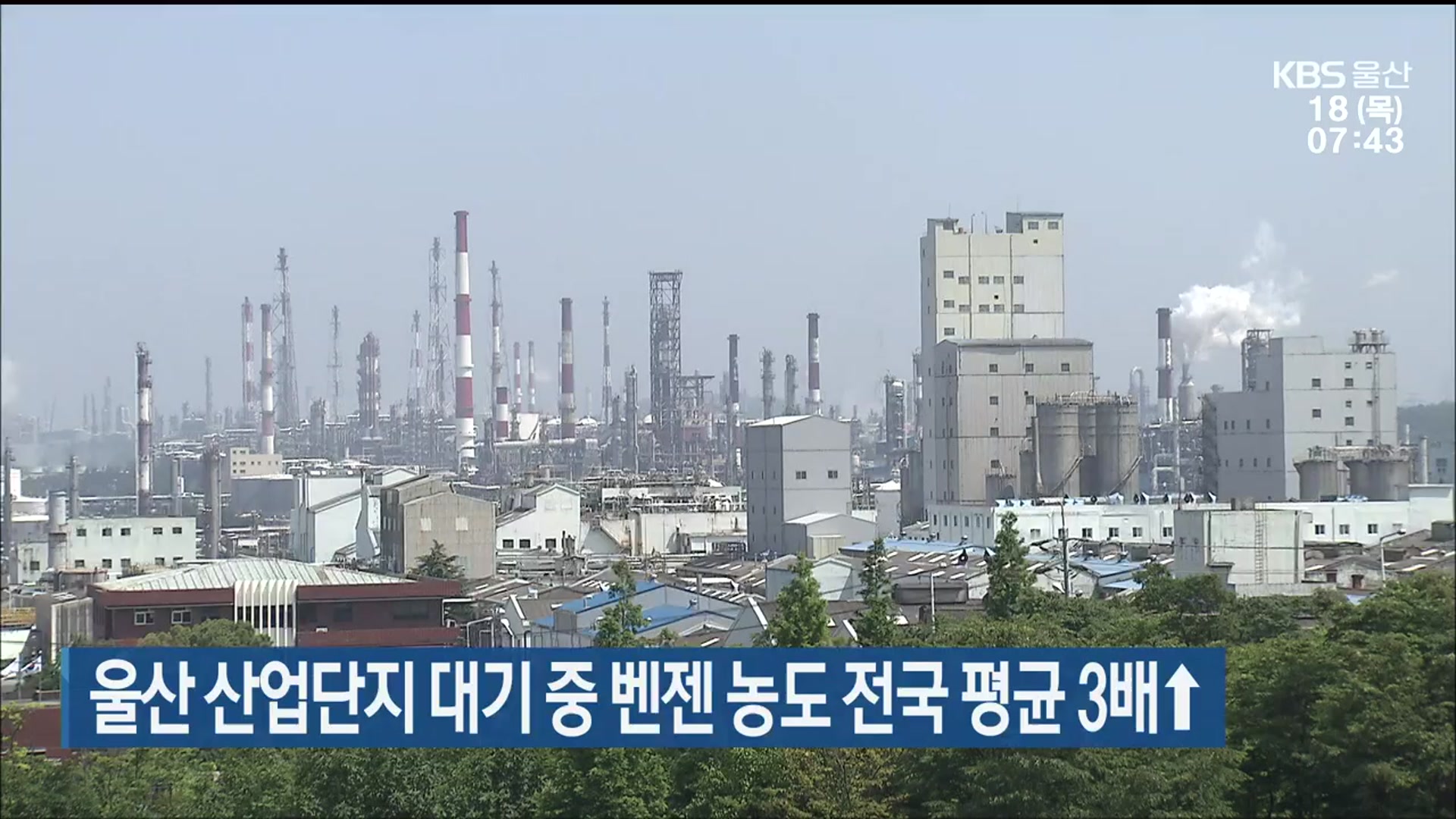 울산 산업단지 대기 중 벤젠 농도 전국 평균 3배 ↑