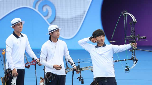 한국 양궁, 컴파운드 남자 단체전에서 은메달 수확