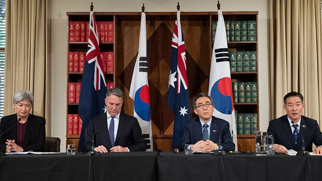 한-호주 외교·국방장관, ‘오커스’ 한국 편입 가능성 “환영” 성명