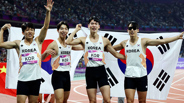 남자 계주 400ｍ 대표팀, 10년 만에 한국 신기록…38초68