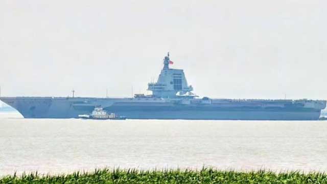 “중국 항모 푸젠함 3차 시험 항해”…갑판엔 J-15 함재기