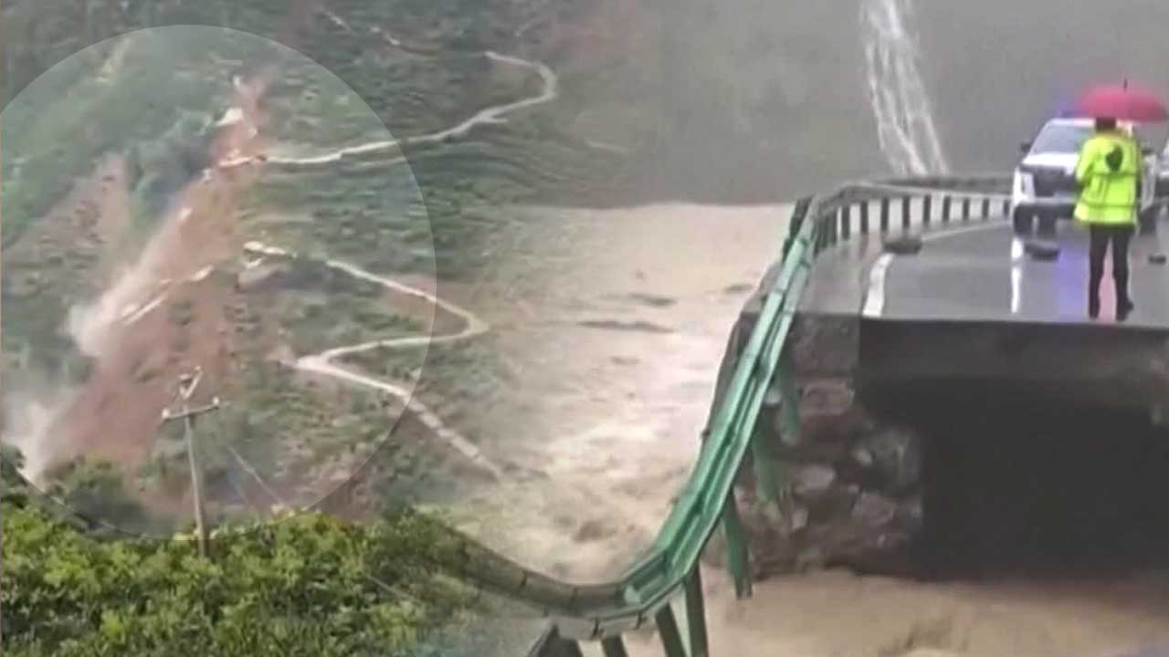 산간도로 ‘와르르’…물에 잠긴 중국, 올해 이재민 1400만