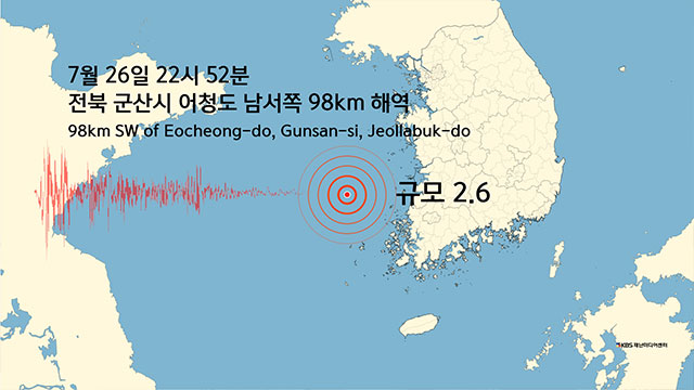 전북 군산시 어청도 먼 해역에서 규모 2.6 지진 기사 이미지